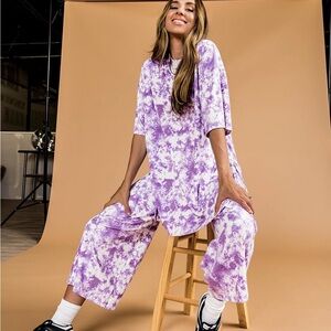 Dressed in LALA Lex Ribbed Playsuit Cosmic Tie Dye